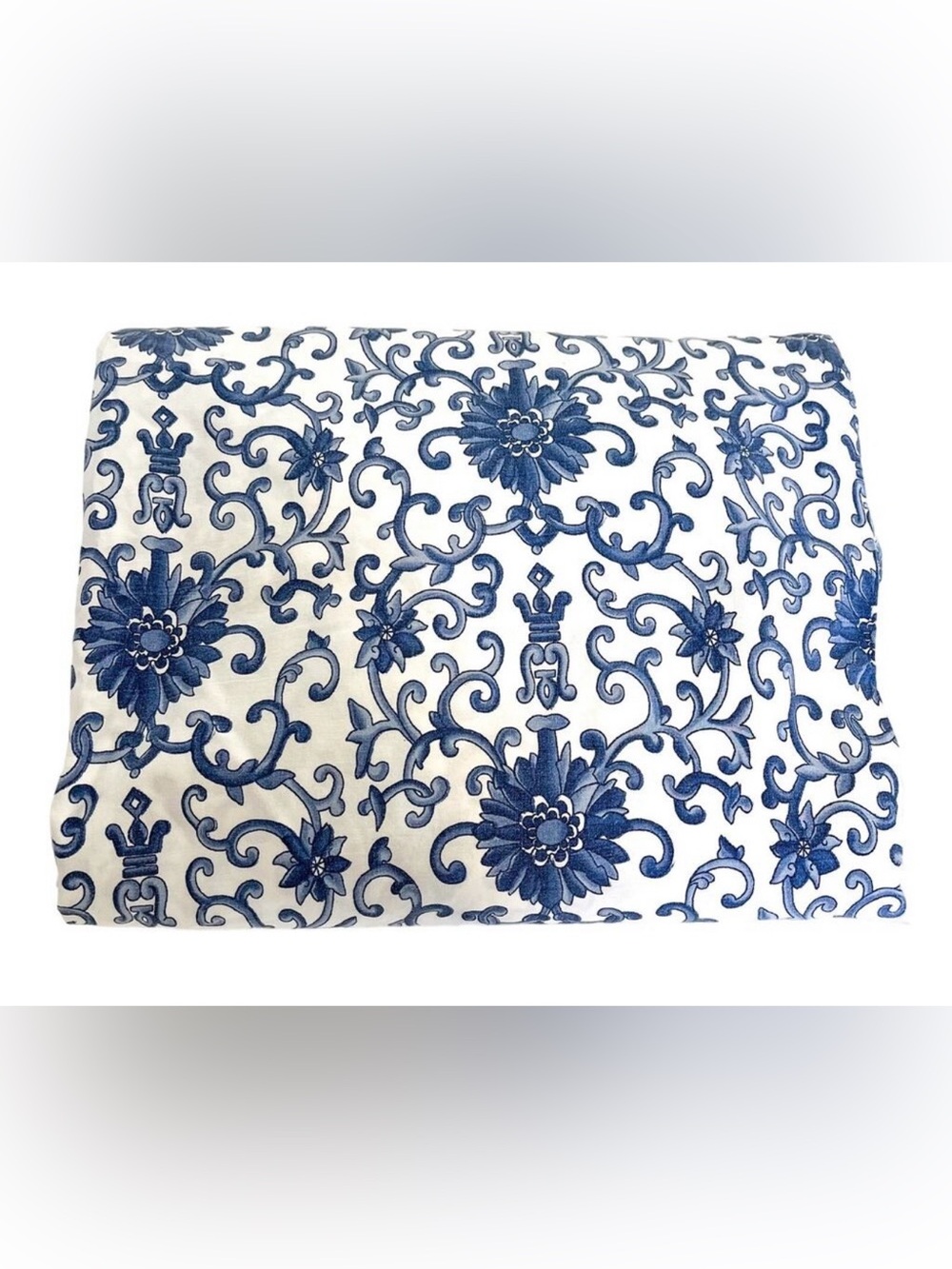 Ralph Lauren Porcelain Rosette Medallion Blue QUEEN FLAT Sheet 100% Cotton